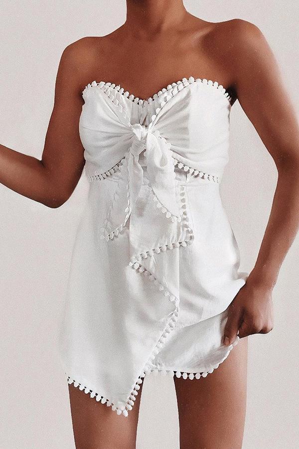 Cloud Nine Strapless Tie Front Romper