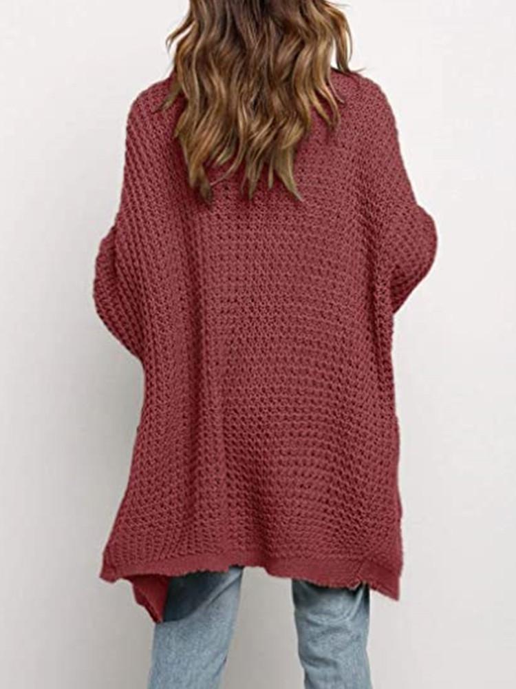 Loose Solid Color Pocket Cardigan