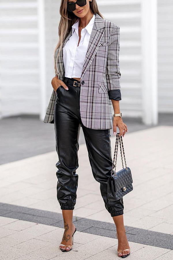 Don't Rush It PU Leather High Waist Cuffed Pants