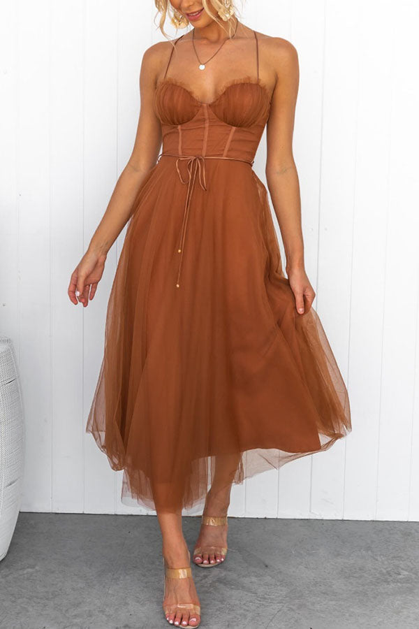 Modern-day Princess Chiffon Suspenders Party Maxi Dress