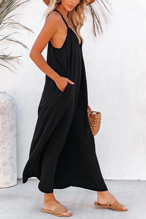 Perfectly Pocketed Wide Leg Adjustable Jumpsuit