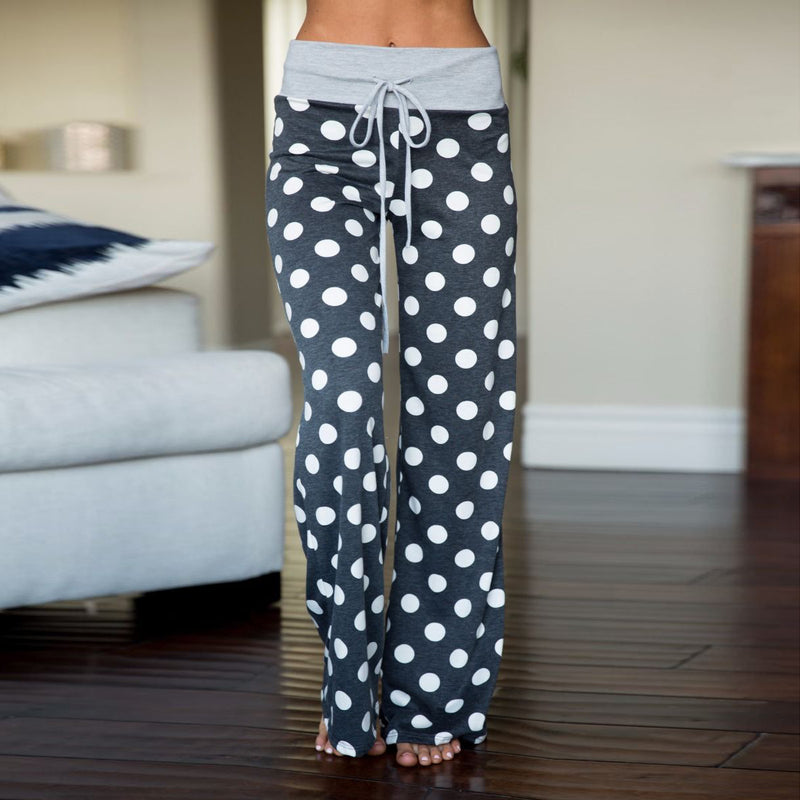 Casual Long Floral Loose Drawstring Elastic Waist Pajama Pants