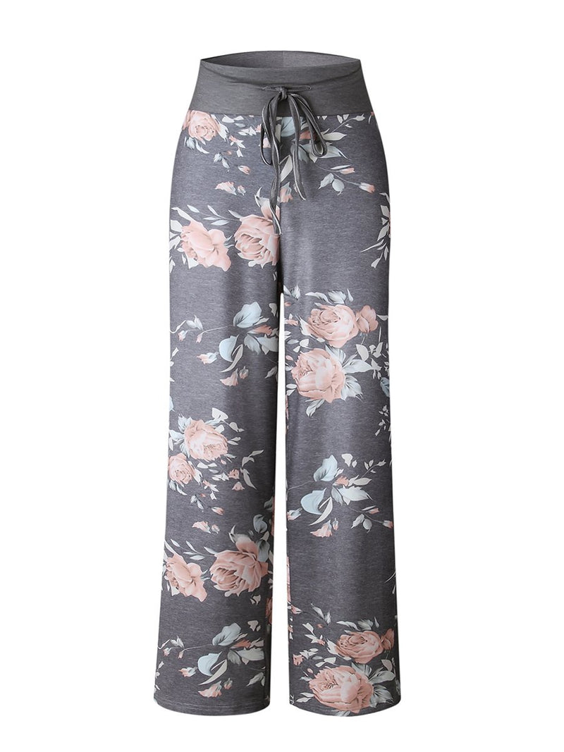 Women Drawstring Floral Jogger Loose Sports Sweat Pants