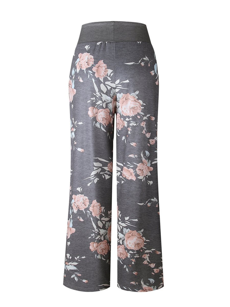 Women Drawstring Floral Jogger Loose Sports Sweat Pants