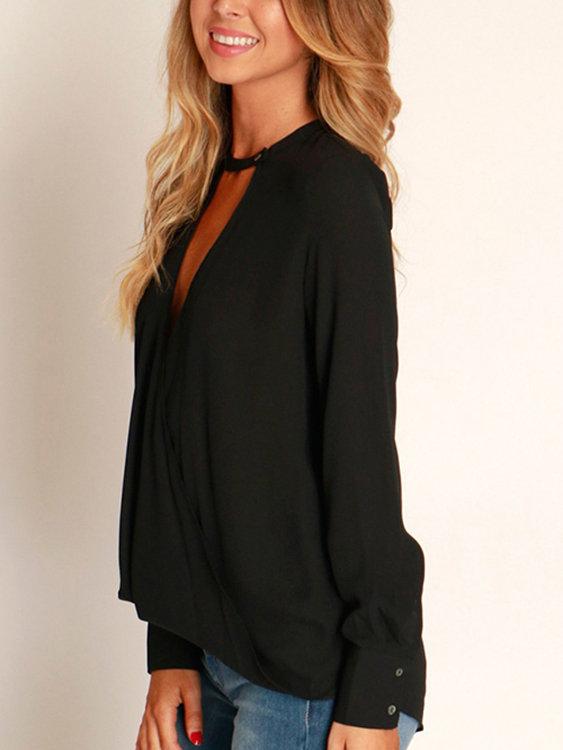 7/27 Wrap Front Deep V-neck Blouse - Landing Closet