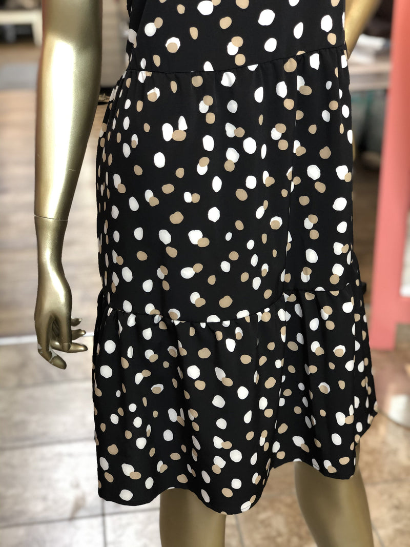 Sleeveless Round Neck Polka Dot Mini Dress