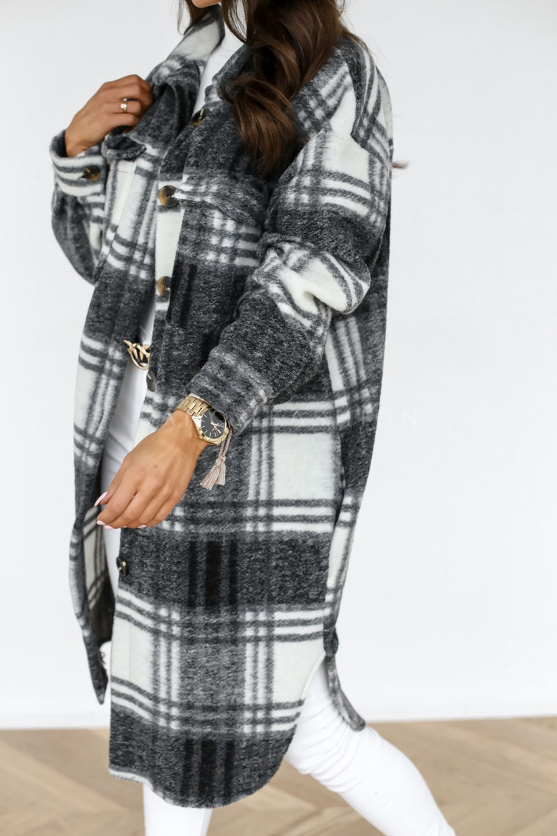 Plaid Benddown Collar Jacket Outerwear