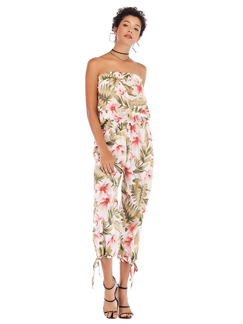 Floral Off Shouler Split Jumpsuit