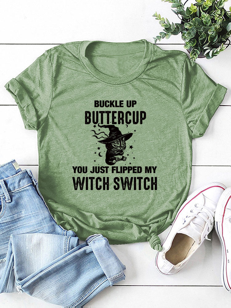 Buckle Up Crew Neck Short Sleeve T Shirt