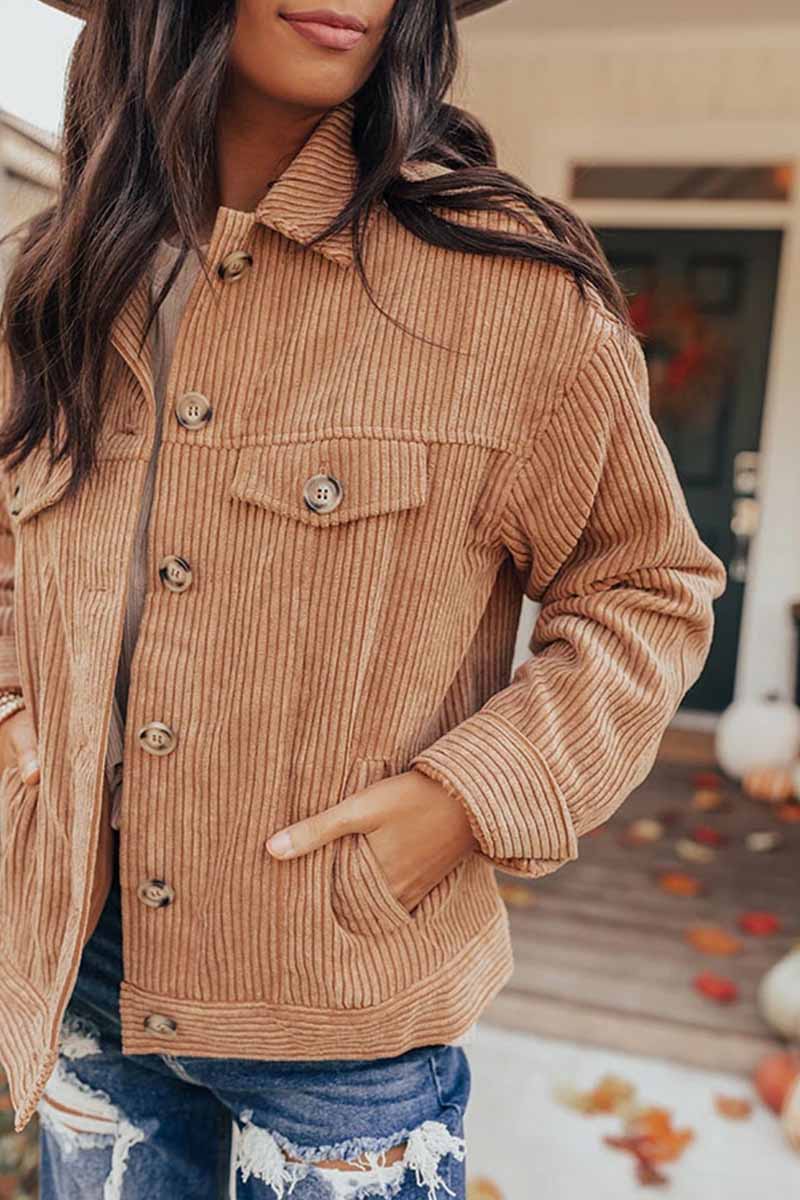 Loose Cardigan Corduroy Tops