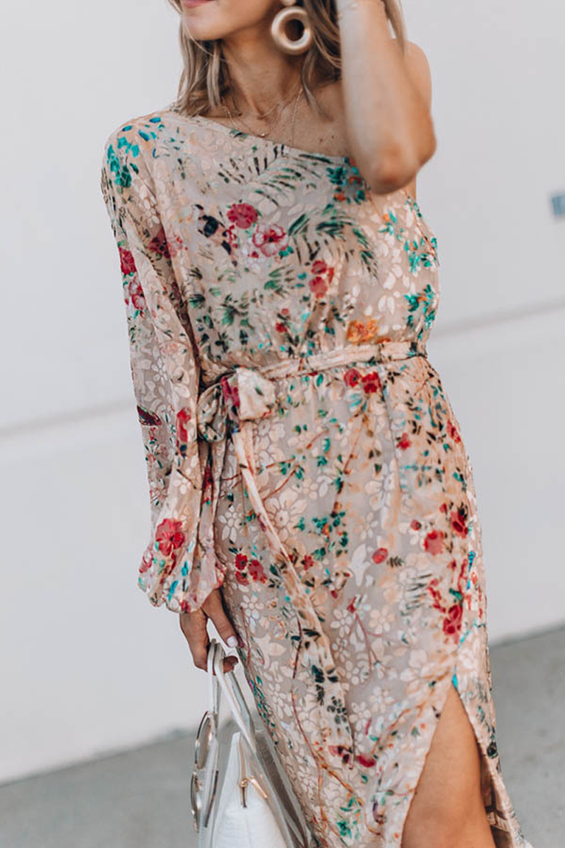 Set Yourself Free Floral Print One Shoulder Dress