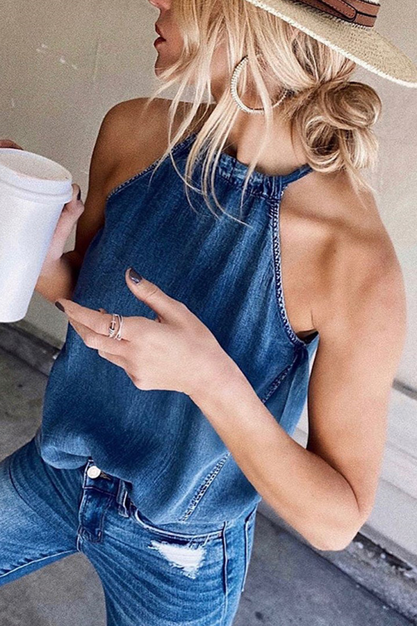 Chambray Halter Tank