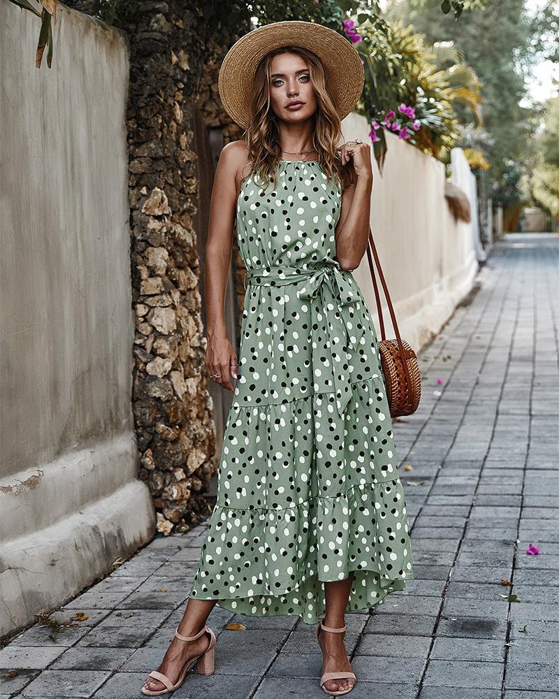 Polka Dot Sleeveless Long Dress