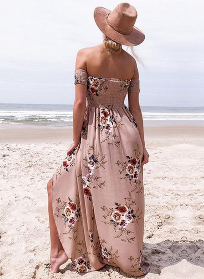 Off Shoulder Split Maxi Dress - Landing Closet