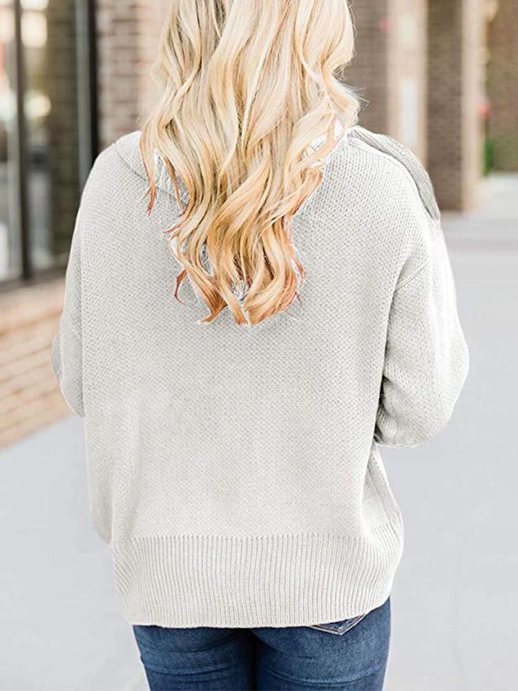 SHOULDER BUTTON SIDE LAPEL SWEATER