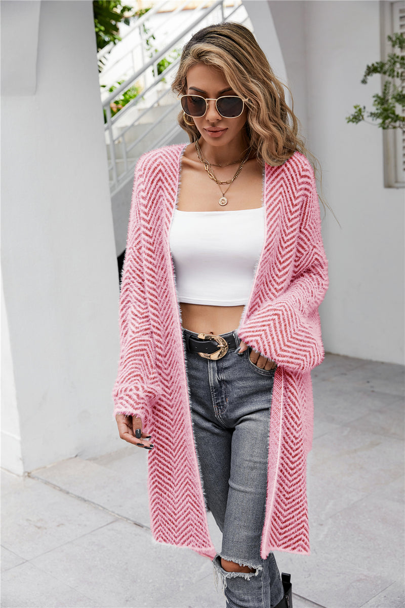 Casual Fleece Open Front Cardigan Outerwear