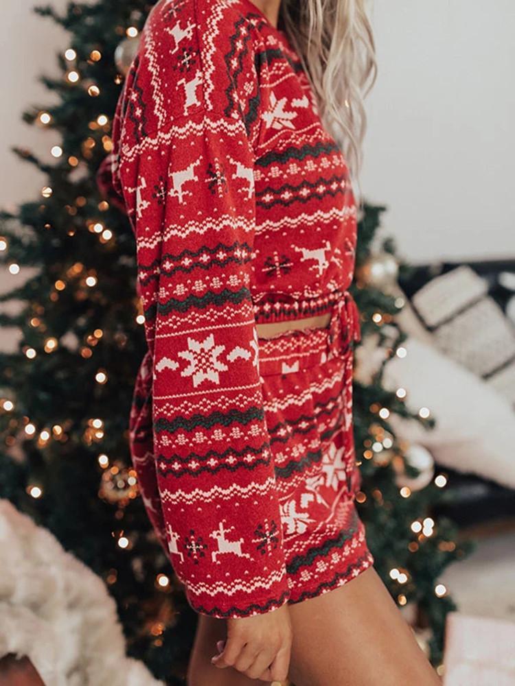 Christmas Printed Home Wear Two-piece