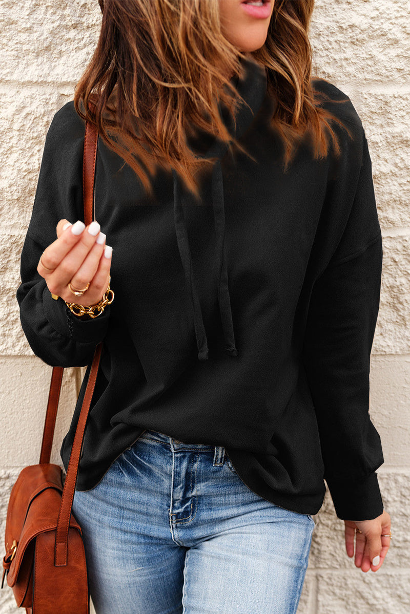 High Neck Drawstring Pullover