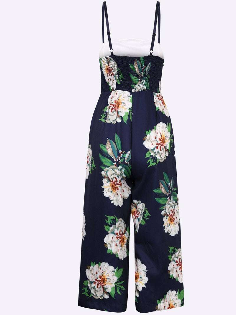 Floral Print Wide Leg Jumpsuit - Landing Closet