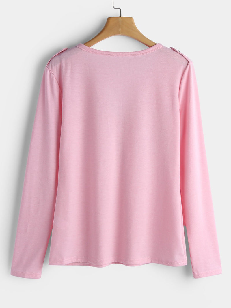 7/25 Long Sleeves V-neck Casual T-shirt - Landing Closet