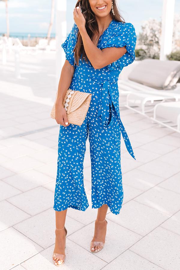 Envision Love Floral Trumpet Sleeves Jumpsuit