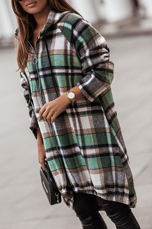 Trend Forecast Plaid Hooded Coat