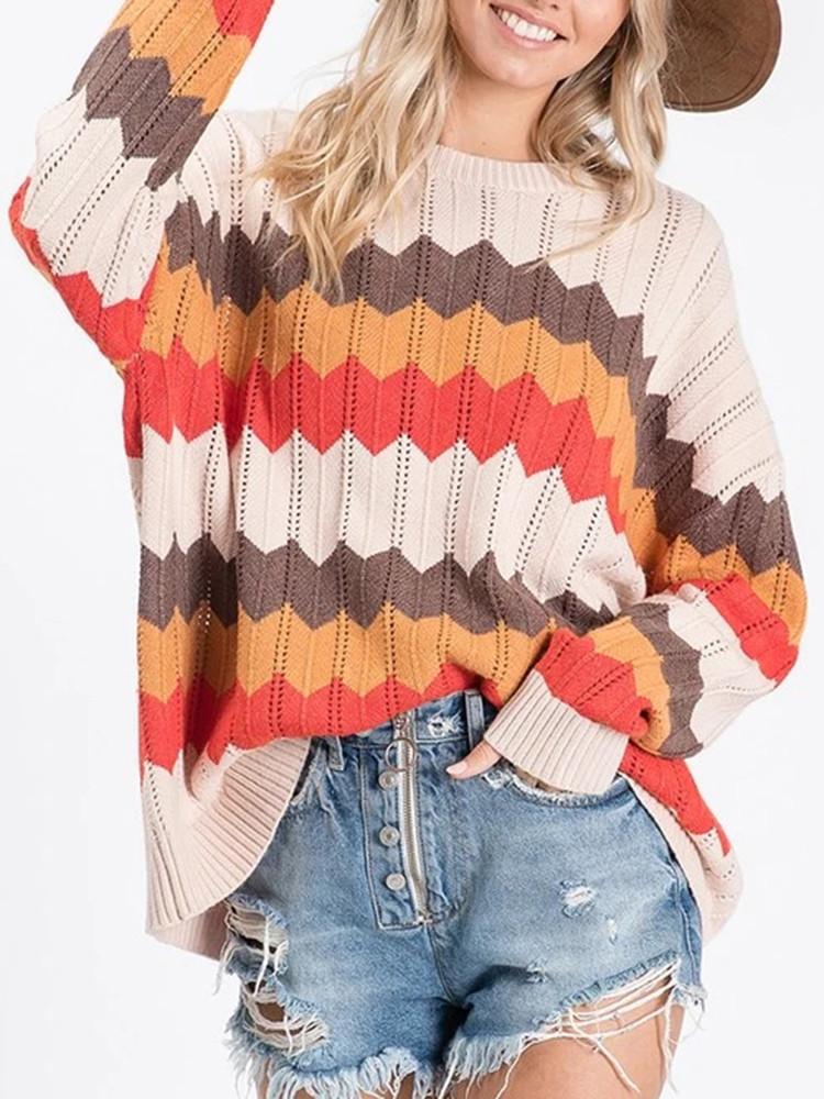 翻译0914 Zigzag Stripe Hit Color Sweater