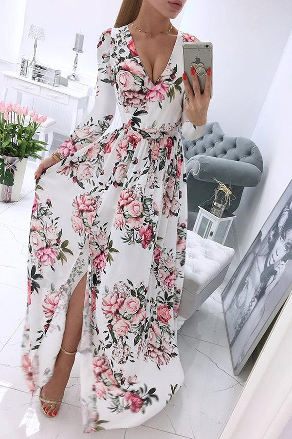 Enchant My Dreams Floral Slit Maxi Dress