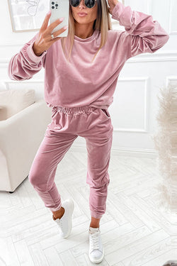 Ready for Anything Velour Pullover Top Pants Suit