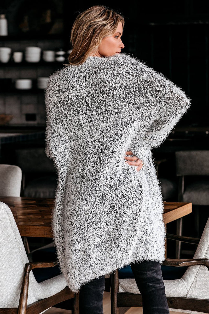 Fuzzy Knit Cardigan with Pockets