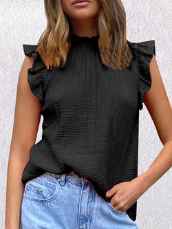 Cap Sleeve Crew Neck Casual Top