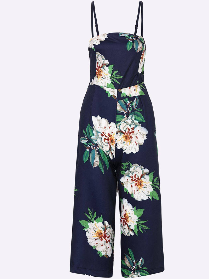 Floral Print Wide Leg Jumpsuit - Landing Closet