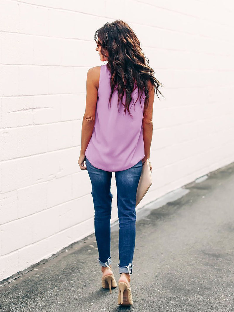 Round Neck Sleeveless T-shirt Top