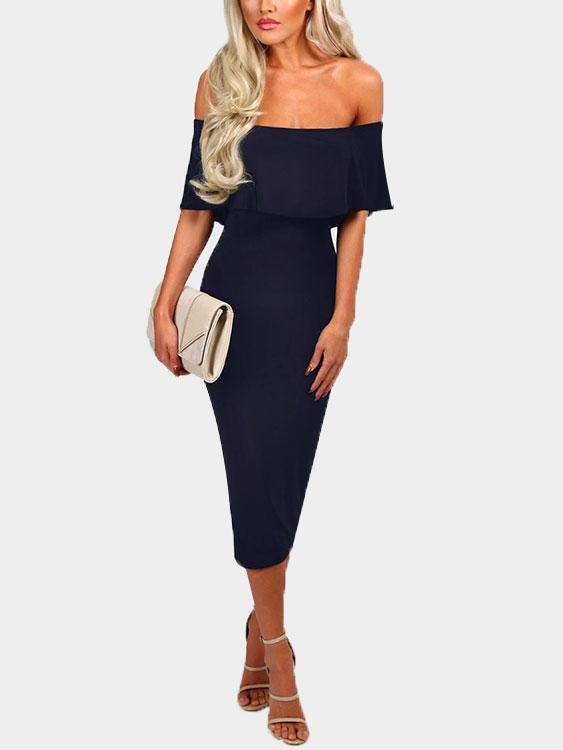 Off Shoulder Layered Body-con Sexy Dress - Landing Closet