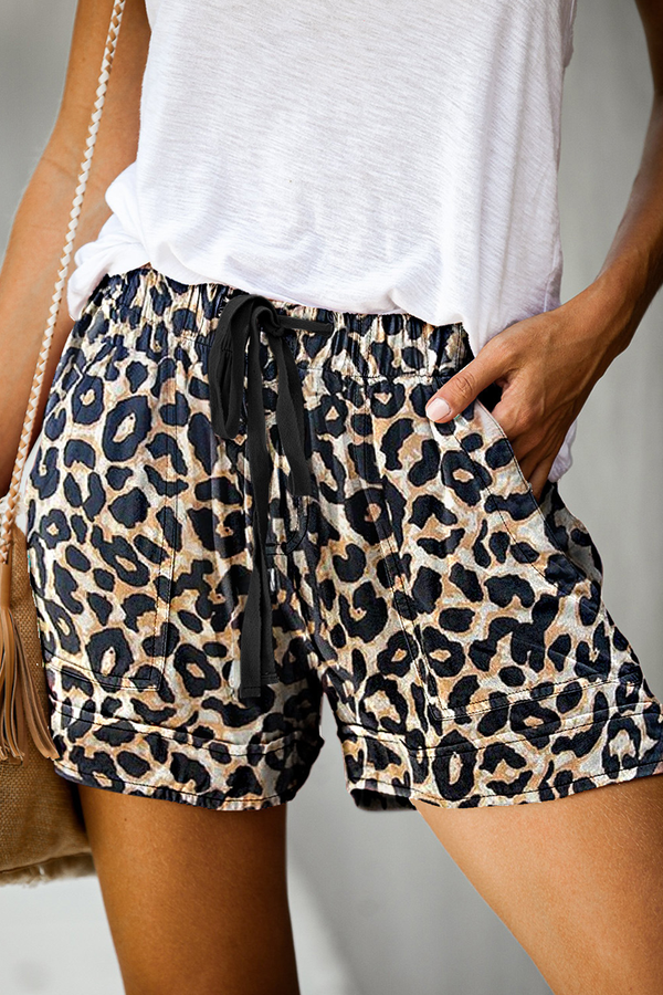 Camouflage Print Drawstring Shorts