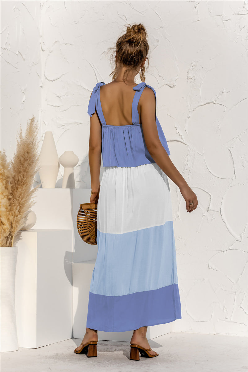 Sleeveless Square Neck Adjustable Straps Maxi Dress