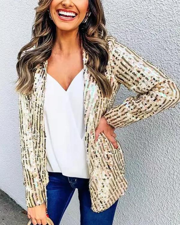 Glittering Sequin Blazer Party Suit