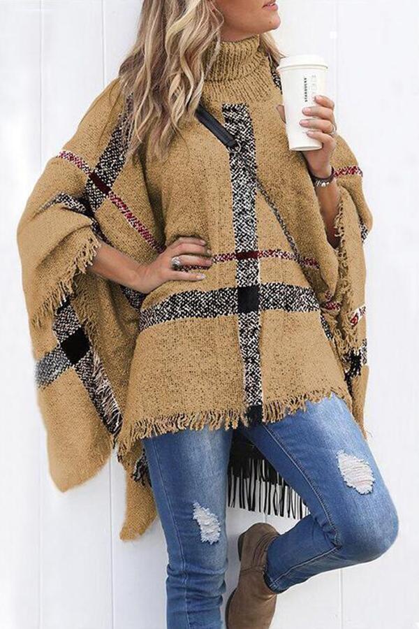 Turtle Neck Cape Shawl Loose Sweater