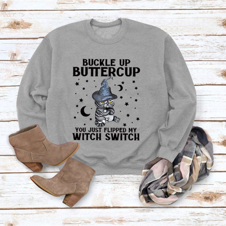 Buckle Up Printed Crew Neck Sweatshirt