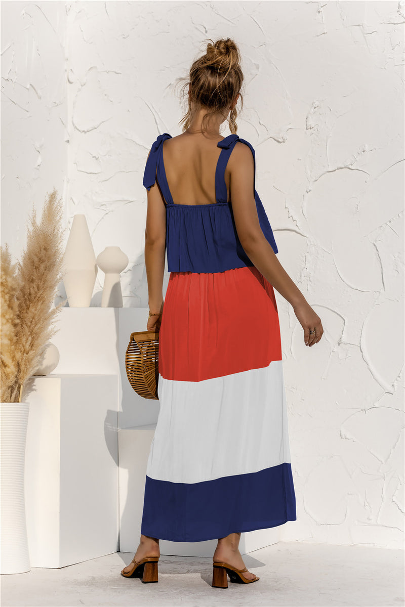 Sleeveless Square Neck Adjustable Straps Maxi Dress