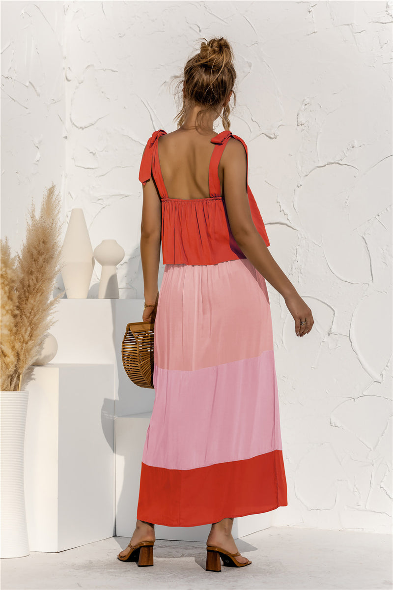 Sleeveless Square Neck Adjustable Straps Maxi Dress