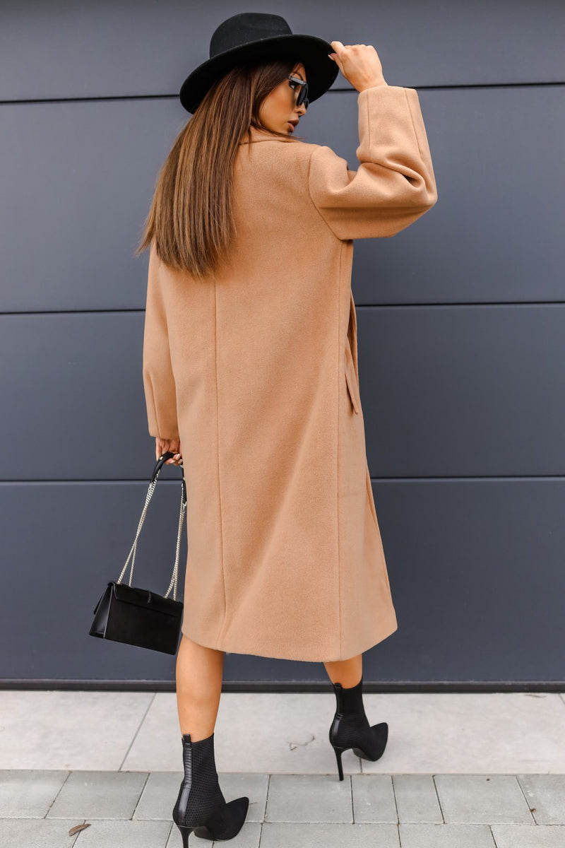 Lapel Open Front Long Jacket Trench Coat Outwear