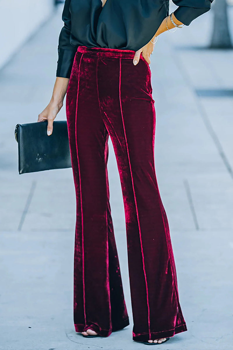 Cheerful Velvet Seam Flares Pants