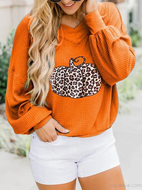 Halloween Pumpkin Leopard Print Sweatshirt