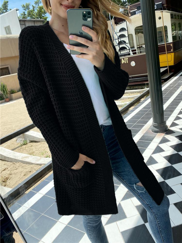 Loose Solid Color Pocket Cardigan