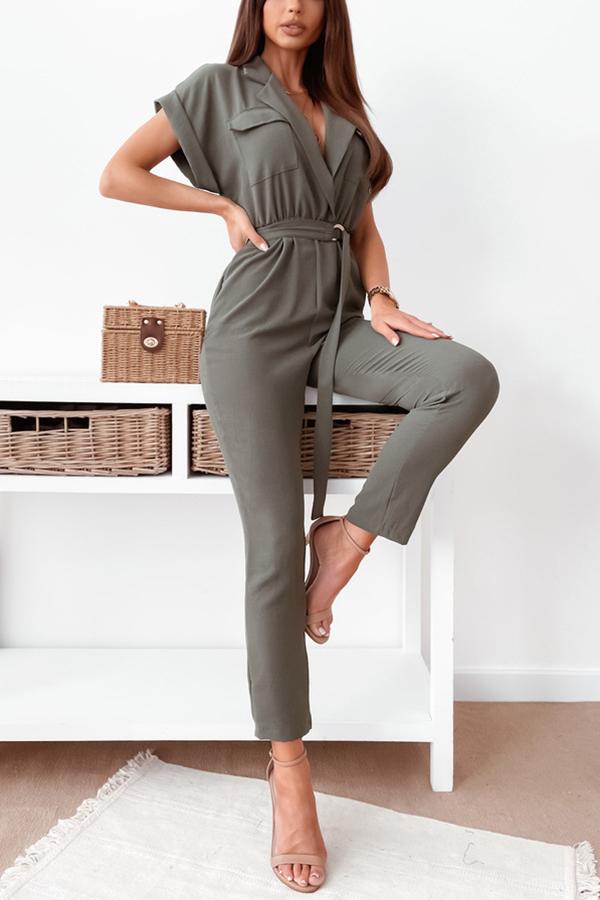 Can't Be Tamed Pocketed Utility Tie Jumpsuit