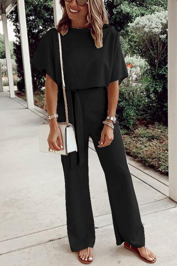 Spring Scene Tie Loose Jumpsuit