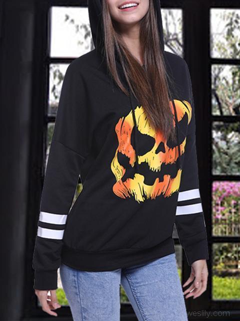 Halloween Pumpkin Print Sweatshirt