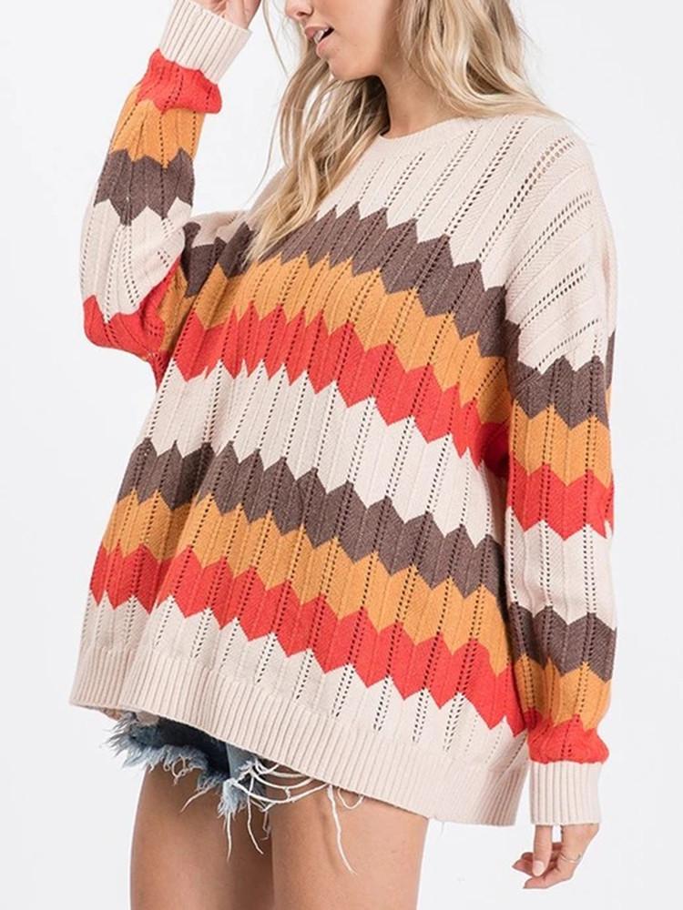 翻译0914 Zigzag Stripe Hit Color Sweater