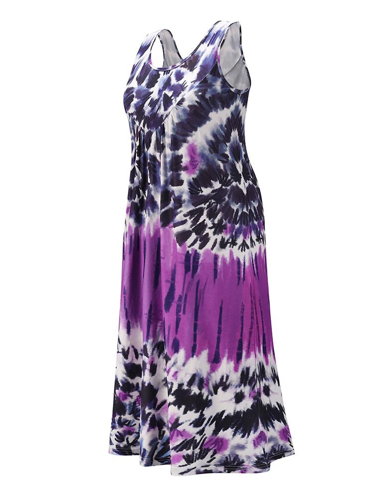 Tie-Dye Print Sleeveless A-Line Dress